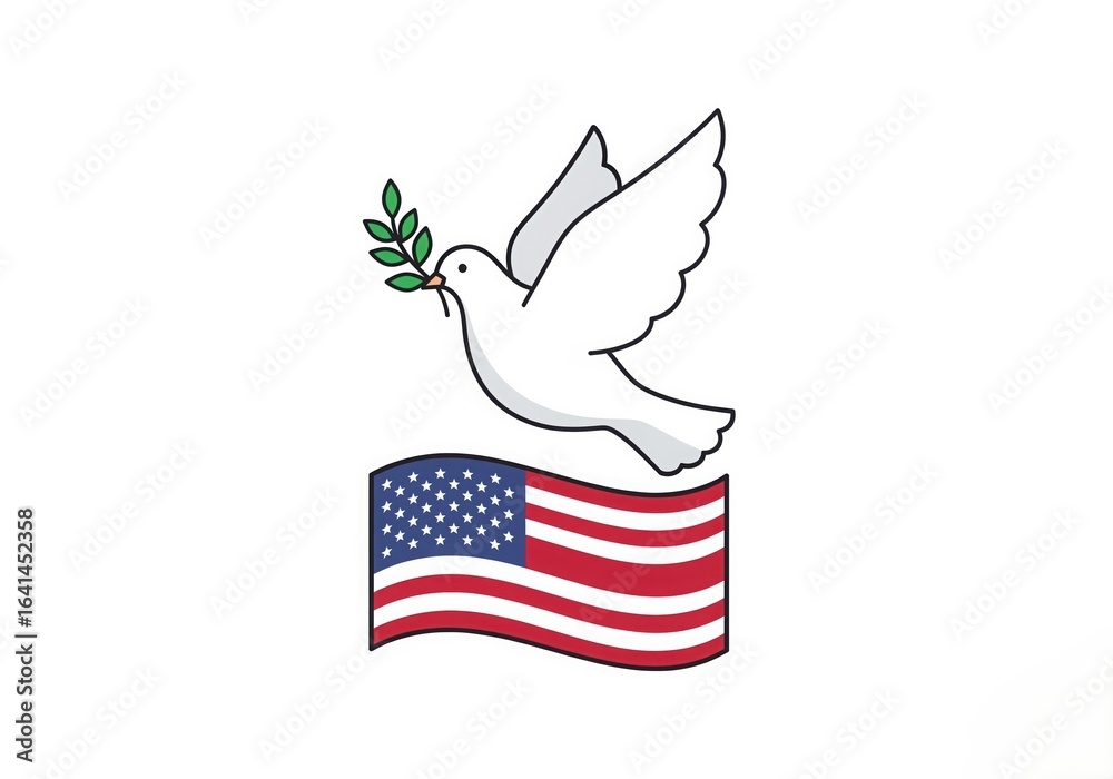 Naklejka premium Happy Veterans Day concept background. Illustration of Happy Veterans Day vector concept background for web design. USA flag, US flag, white background. High quality photo