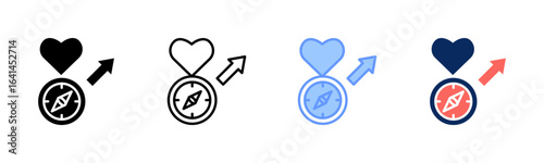 Purpose Compass icon set multiple style collection