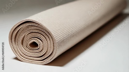 Rolled Beige Yoga Mat: A Studio Still Life