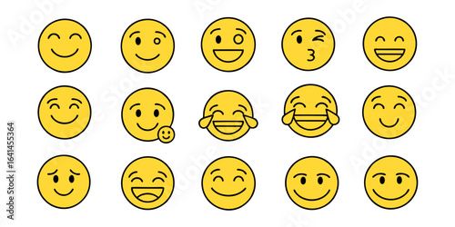 Set of funny facial expression emoji icons
