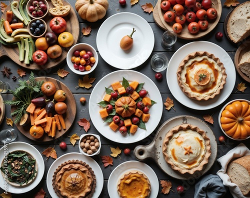 Wallpaper Mural Autumn Harvest Feast with Seasonal Fruits and Delicious Desserts Torontodigital.ca