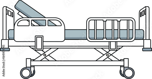 Hospital bed illustration, medical equipment on a white background