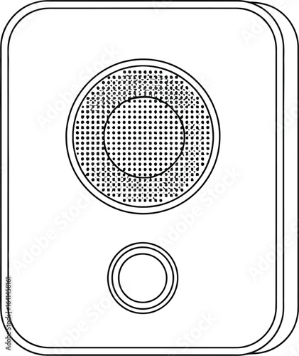 White smart speaker with button on a plain background, illustration