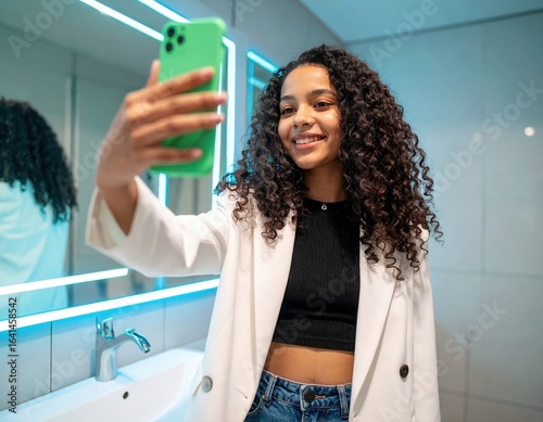 Girl in Cropped Top and Jeans