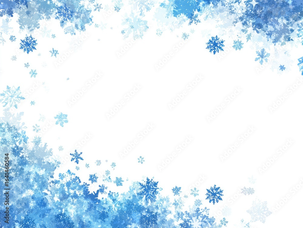 Fototapeta premium Winter scene, frame of snowflakes