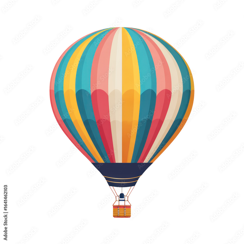 Naklejka premium colorful hot air balloon illustration with striped design for travel adventure and festival themed projects