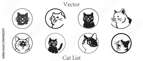 Cute Cat Vector Illustration Set