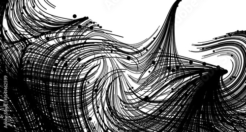 Εκτύπωση καμβά Stylish monochrome artwork featuring swirling lines and dots