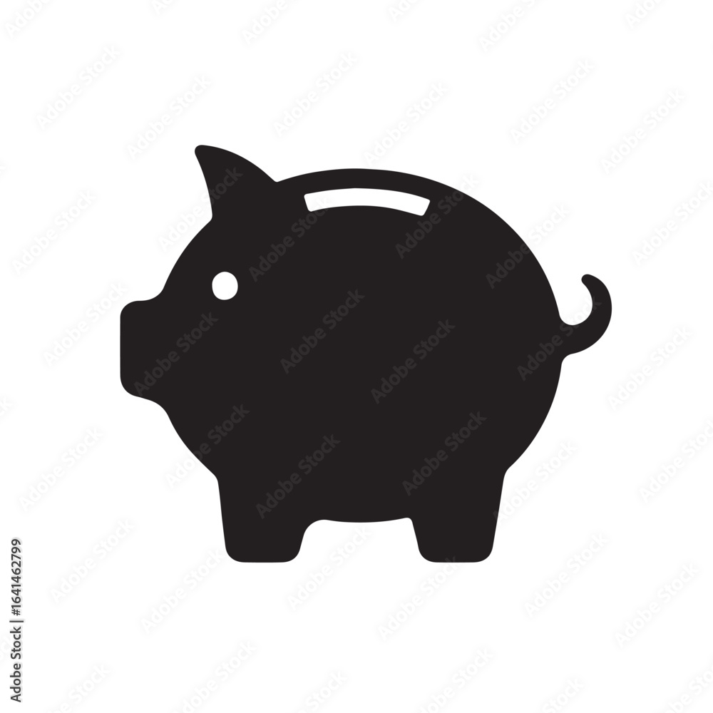 Obraz premium Simple black silhouette of piggy bank