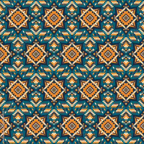 American tribal ethnic native pattern seamless.Traditional Navajo,Aztec,Apache,Southwest and Mexican style fabric pattern.Abstract vector motif pattern.For fabric,clothing,blanket,woven,wrap,decorate.
