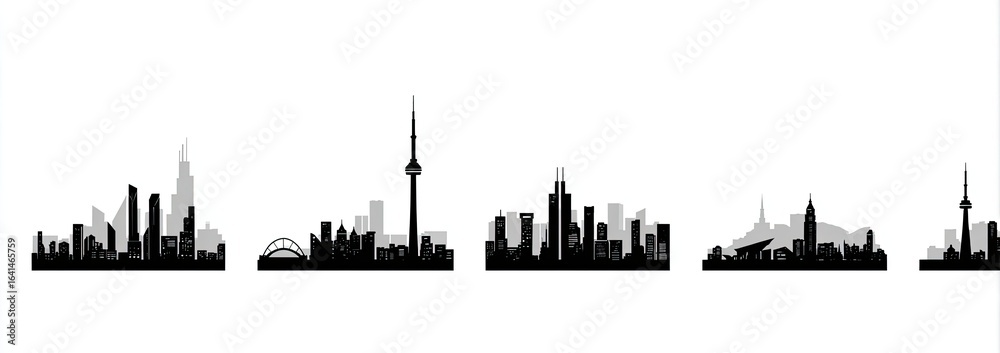 Naklejka premium Silhouette cityscapes