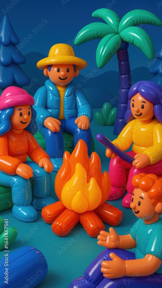 Fototapeta premium Colorful camping family fun