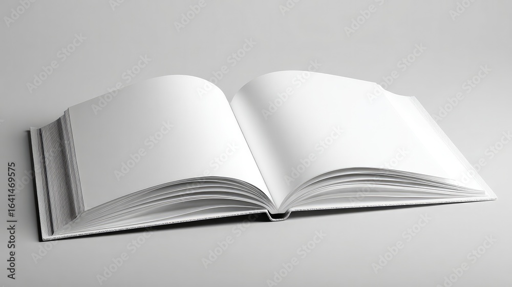 Obraz premium Open book with blank pages on a clean white background