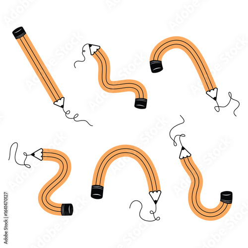 Twisted Pencil Icon Set Vector Design.