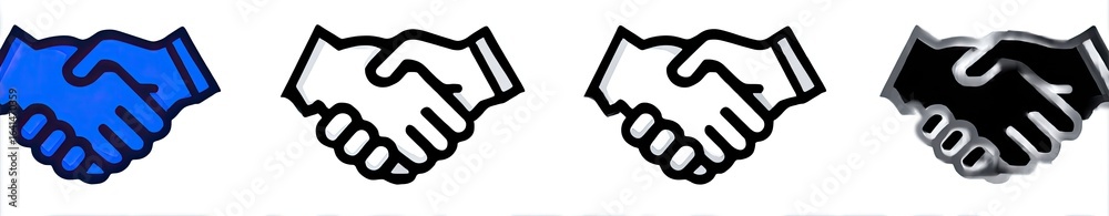Four handshakes in different shades Four handshakes in different shades