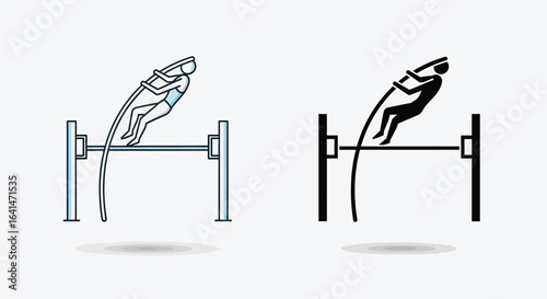 Pole Vault Icon - Outline and Filled Version