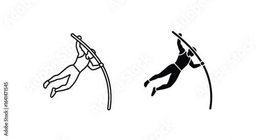 Pole Vault Icon - Outline and Filled Version