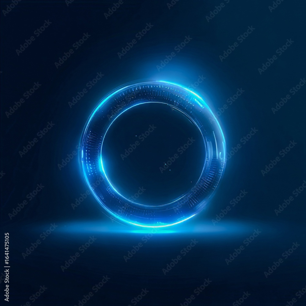 Obraz premium futuristic ring logo with glowing blue gradient scifi tech concept