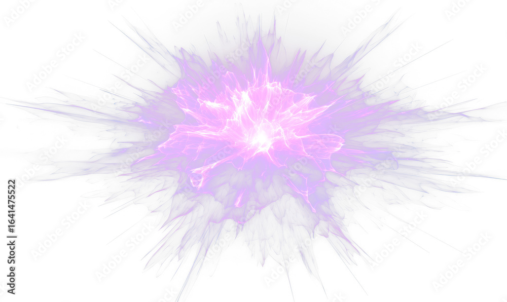Fototapeta premium Purple Electric Energy Burst with Dynamic Light Overlay Effects Isolate on Transparent Background, cutout, png