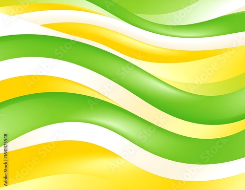 Abstract design element featuring green, yellow, and white undulating shapes