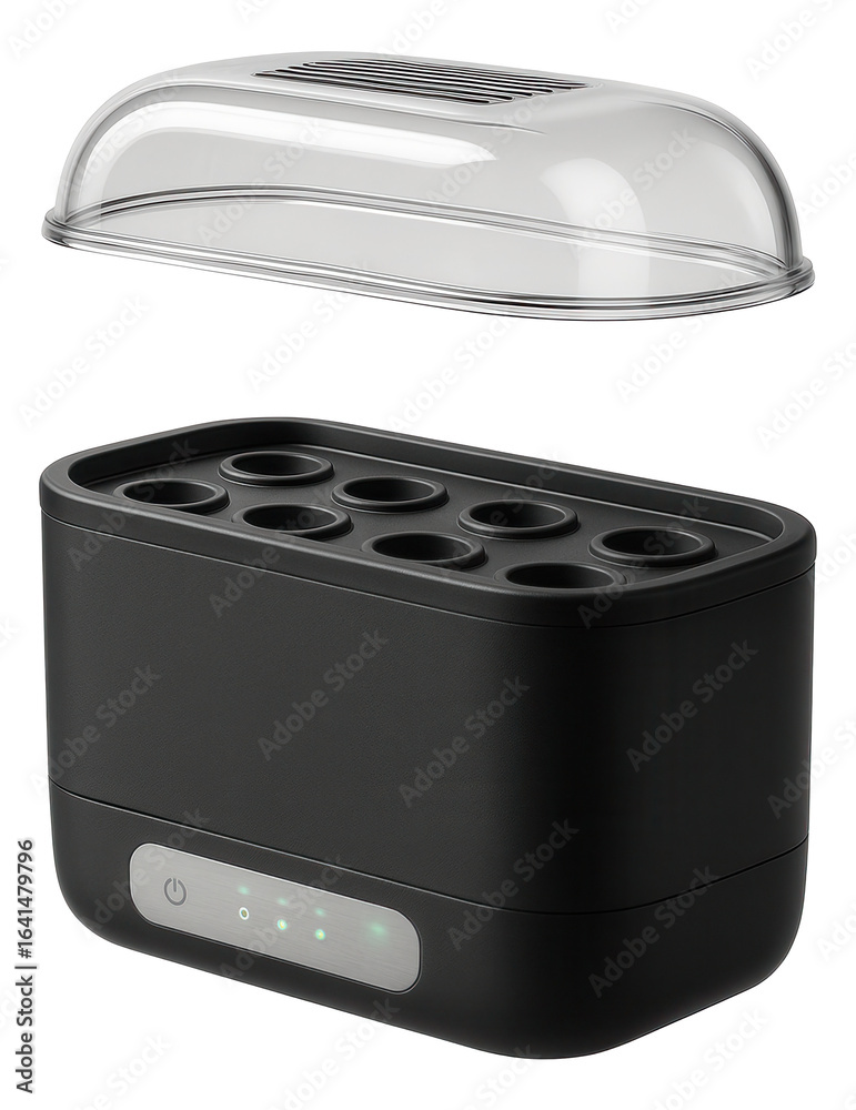 Fototapeta premium Hydroponic indoor garden system for growing fresh vegetables, practical for a kitchen in a penthouse.