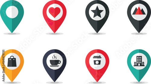 Location markers icons flat design symbols