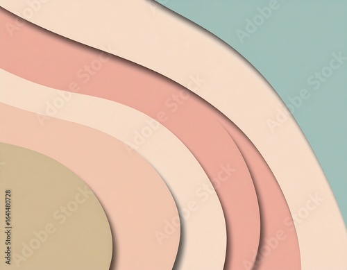 Abstract layers background with soft pastel color palette and curved shapes