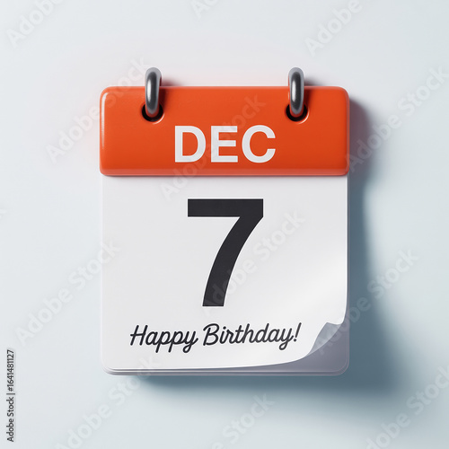 December 7th Birthday Calendar with Simple Design and Elegant Typography for a Special Day Reminder and Minimalist Greeting Card