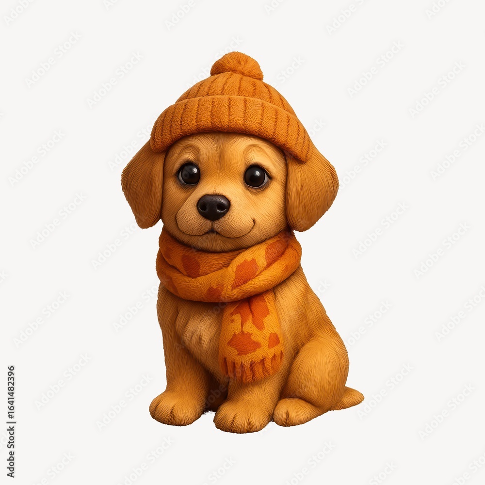 Obraz premium Cute puppy wearing winter attire.