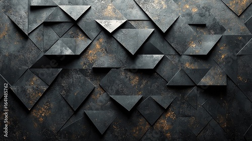 Black Geometric Triangle Pattern on Dark Texture - Wall Panel and Wallpaper Design for Interior
