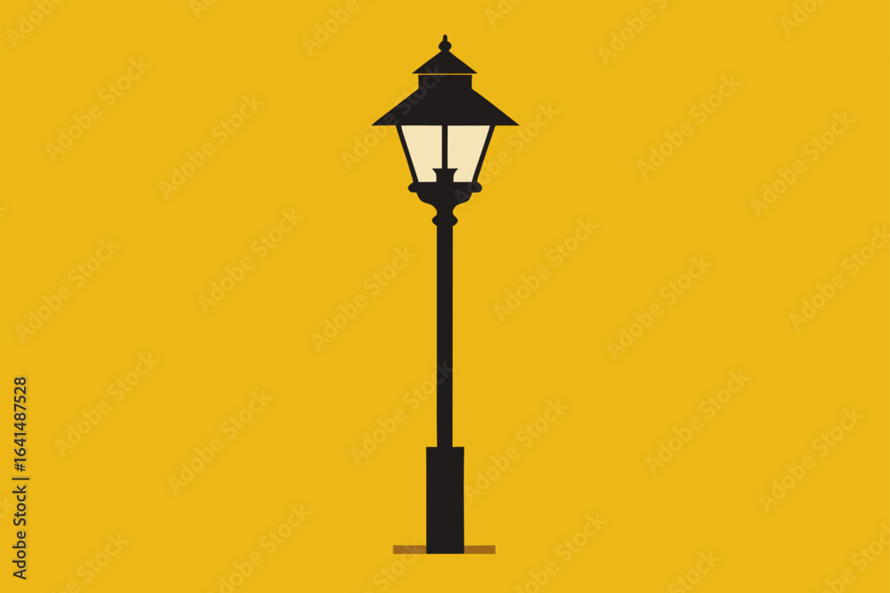 Obraz premium A black street lamp shines