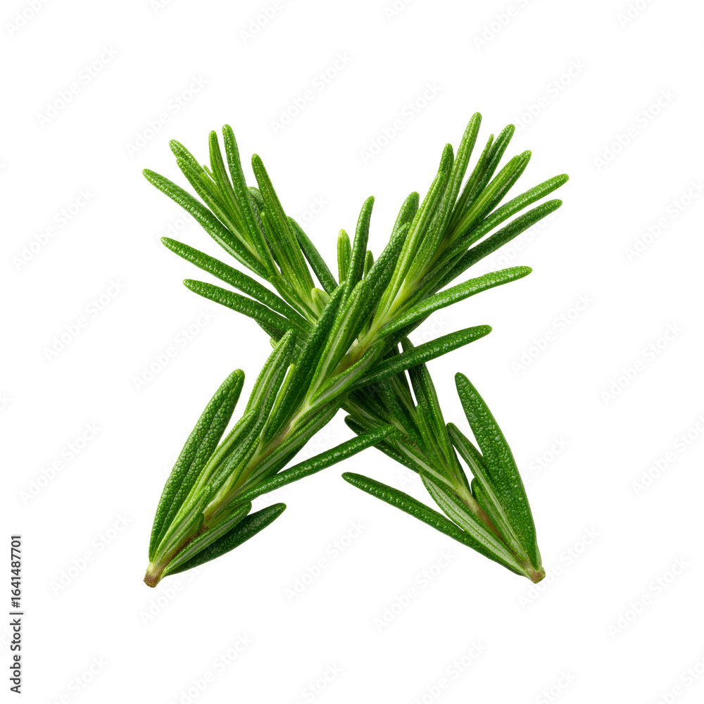 Fototapeta premium Fresh Rosemary Sprigs - Aromatic Herb, Culinary Ingredient, Isolated on Black