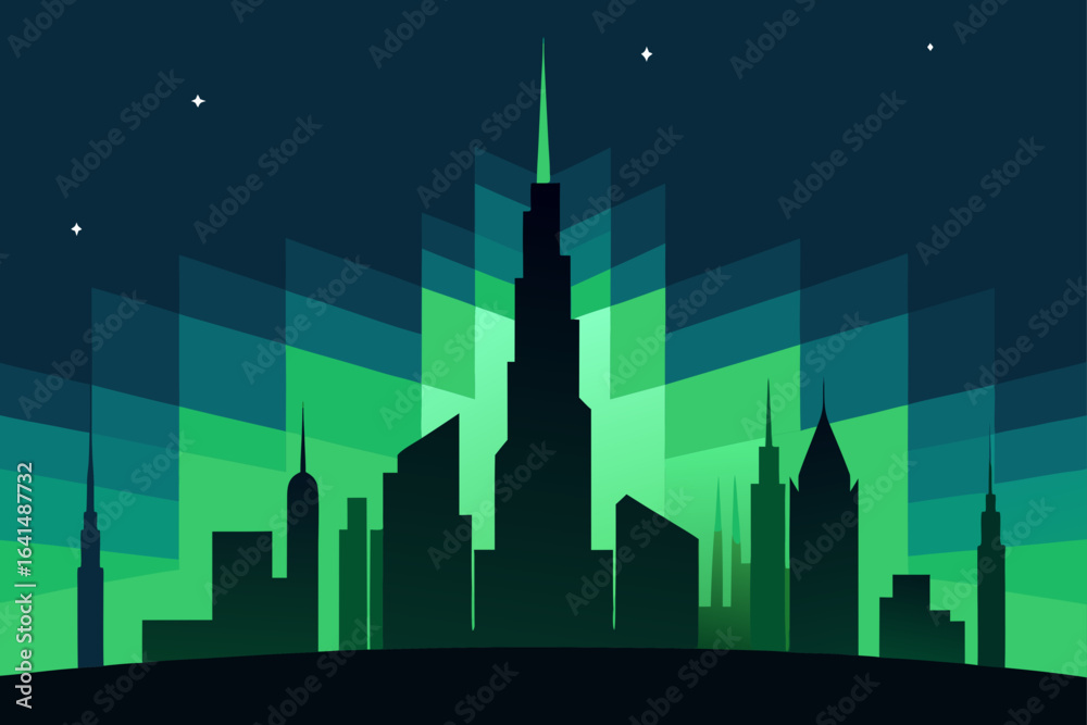Fototapeta premium City skyline at night time