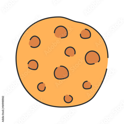 Cookie Hand drawn style round cookie or biscuit for snack and dessert visuals perfect for bakery and cafe graphics