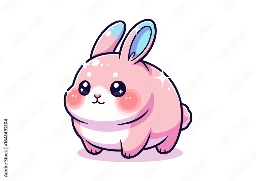 Obraz premium Cute cartoon bunny sitting adorably with big eyes
