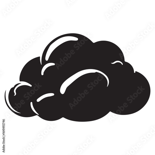 Cartoon storm cloud with lightning and rain, symbolizing bad weather isolated on a gray background for designs