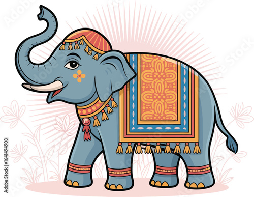 Cute cartoon a illustrator vector indian elephant