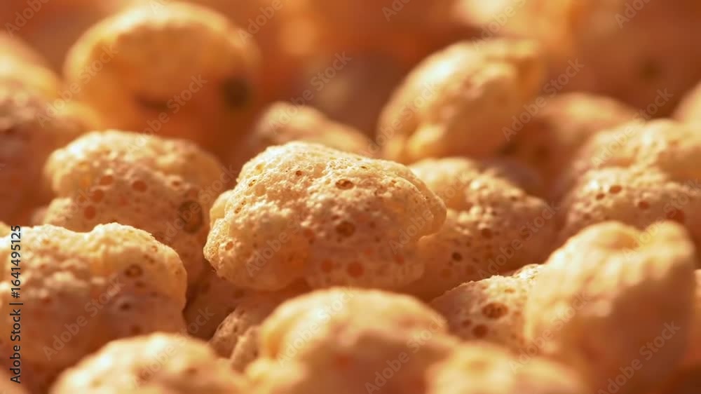 Macro Cereal Close-Up: Delicious, Crunchy, and Golden Breakfast Food Macro Cereal Close-Up: Delicious, Crunchy, and Golden Breakfast Food