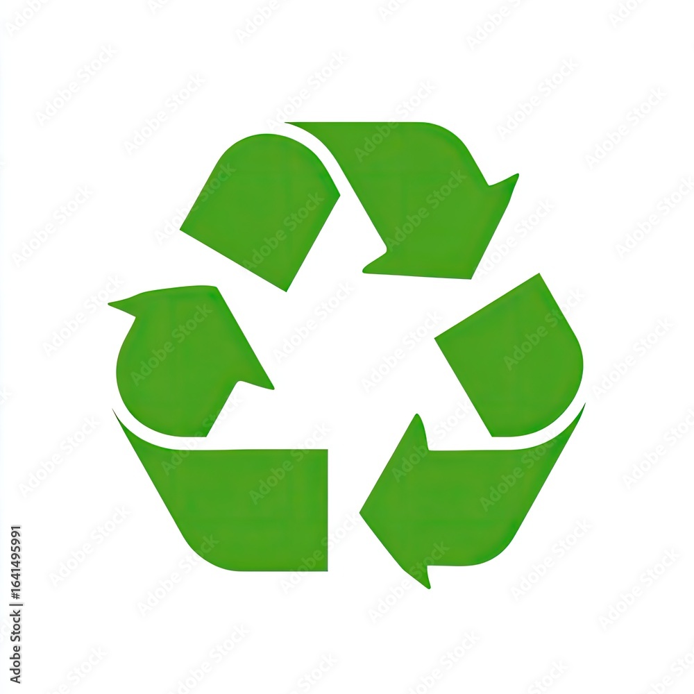 Fototapeta premium Green recycling symbol on white background