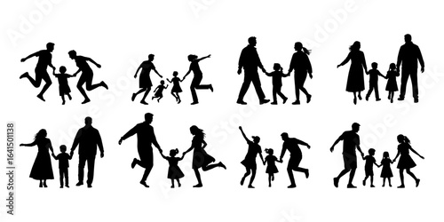 happy family silhouette vector illustration