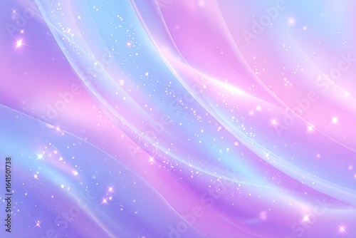 Delicate pastel waves of light and glitter.  Soft, flowing lines of light purple, pink, and baby blue blend together with shimmering, scattered sparkles