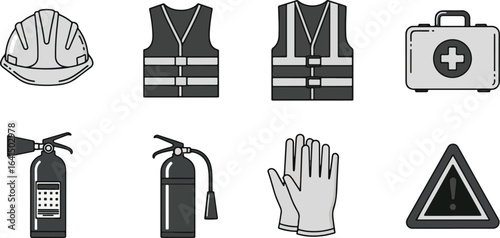 Safety equipment illustration set