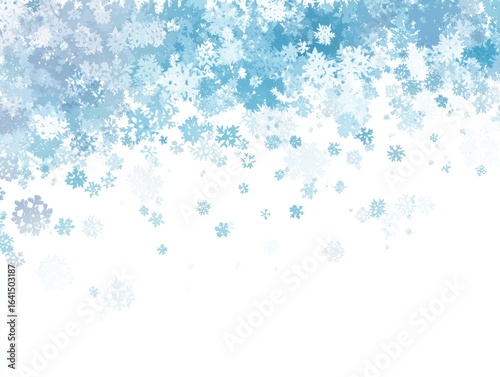 Light-blue snowflakes falling on white background