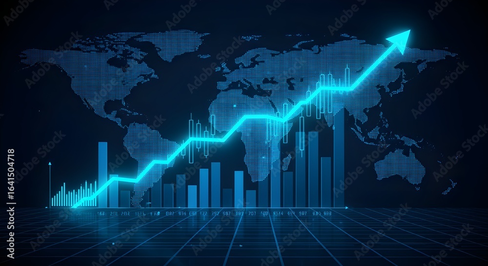 Naklejka premium Gráfico de mercado de la foto del negocio Aumento de gráfico de acciones o datos financieros de la inversión Profit en crecimiento Diagrama de dinero Antecedentes con información de intercambio de dia