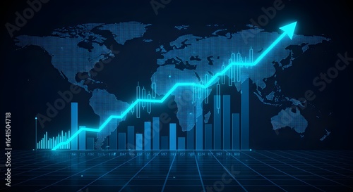 Gráfico de mercado de la foto del negocio Aumento de gráfico de acciones o datos financieros de la inversión Profit en crecimiento Diagrama de dinero Antecedentes con información de intercambio de dia