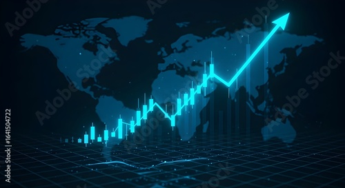 Gráfico de mercado de la foto del negocio Aumento de gráfico de acciones o datos financieros de la inversión Profit en crecimiento Diagrama de dinero Antecedentes con información de intercambio de dia
