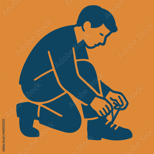 Illustration tying shoelaces vector minimalism Vector illustration minimalism