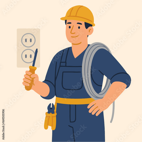 Illustration electrician vector minimalism Vector illustration minimalism