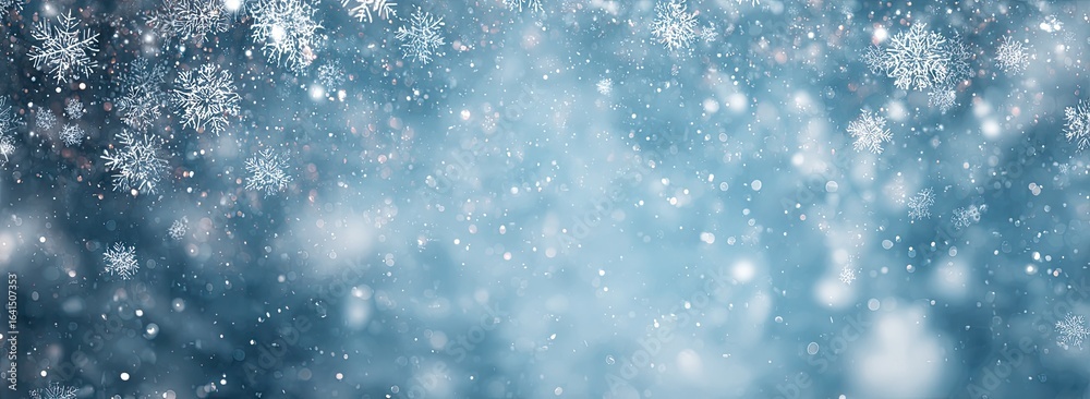 Fototapeta premium Winter snowfall, soft blue tones