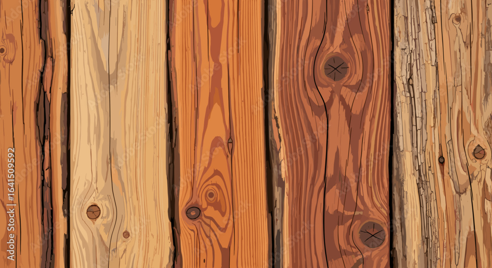 Fototapeta premium A close up of several wooden planks of varying color